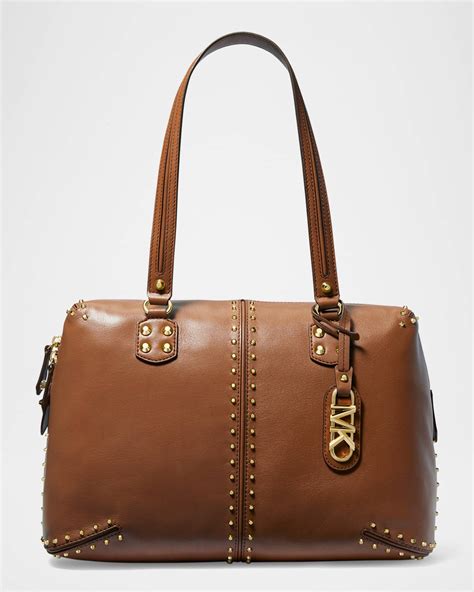 michael michael kors astor large studded leather shoulder bag|Michael Kors astor studded.